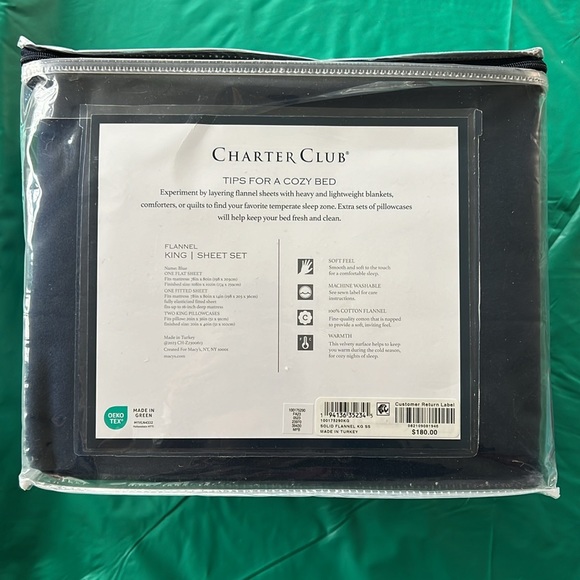 Brand New Navy Blue KING sized Charter Club Flannel Sheet set - Picture 3 of 5